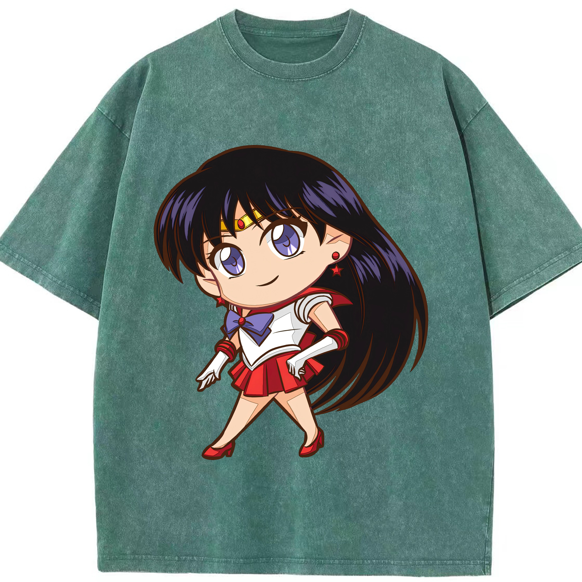 （画像用） 美少女戦士セーラームーン 火野レイ ひの レイ Sailor Moon Hino Rei （セーラーマーズ,Sailor Mars） 綿100% ヴィンテージ風 半袖Tシャツ（フロントプリント）